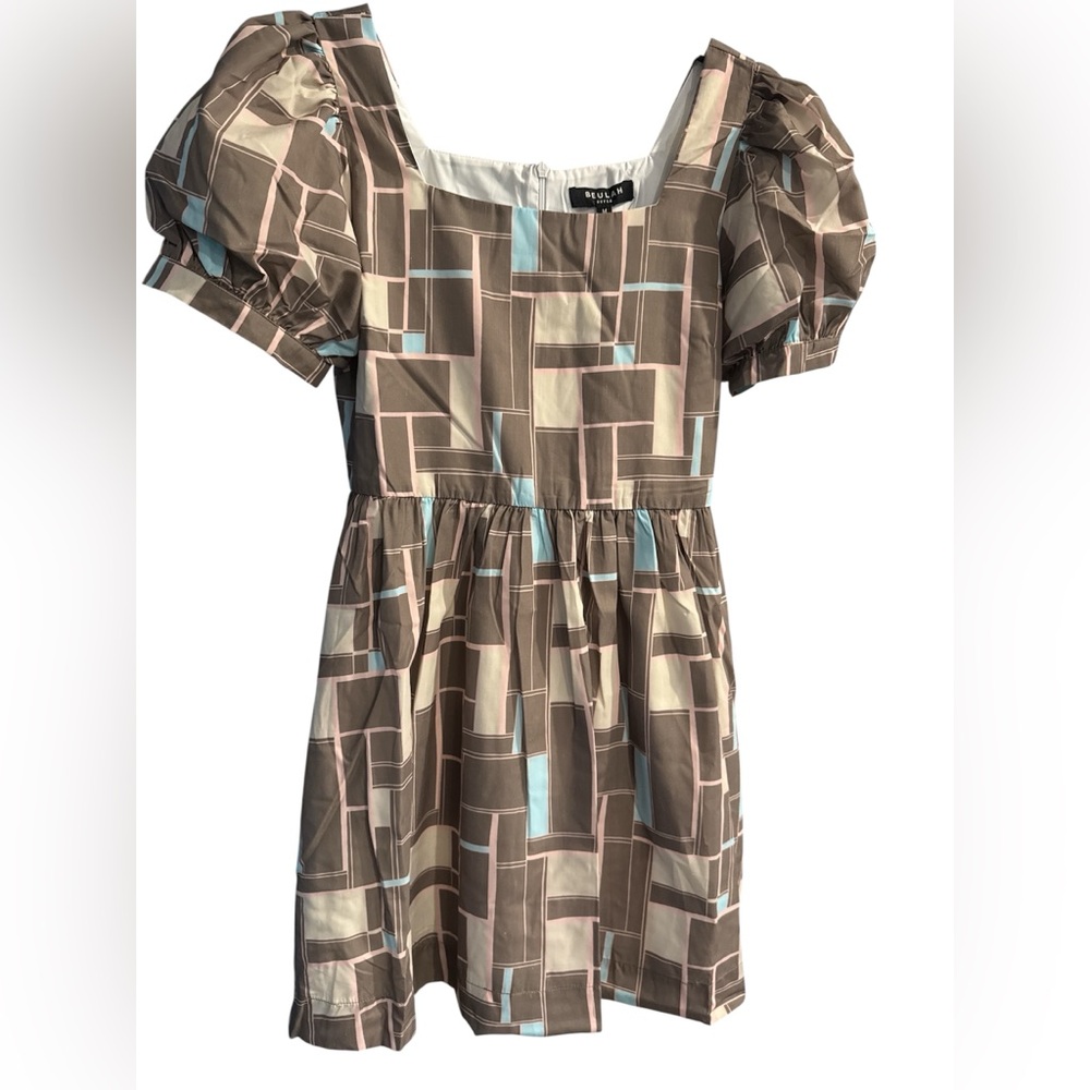 Geometric Puff Sleeve Dress size medium